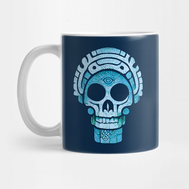 Mayan Blue Tribal Skull by TMBTM